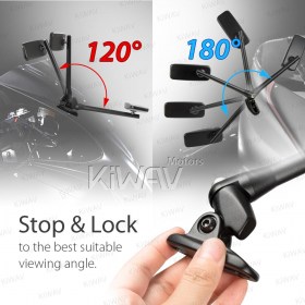 Classic Plus black fairing mount mirrors w/ matte black adapter compatible with Ducati Panigale