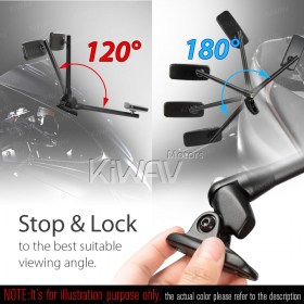 Classic Plus chrome fairing mount mirrors w/ matte adapter compatible with Ducati Panigale