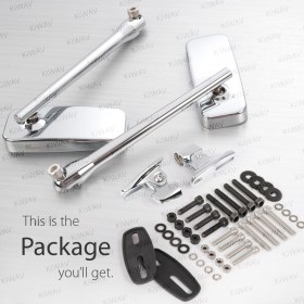 Classic Plus chrome fairing mount mirrors w/ chrome adapter compatible with Ducati Panigale