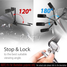 Classic Plus chrome fairing mount mirrors w/ chrome adapter compatible with Ducati Panigale