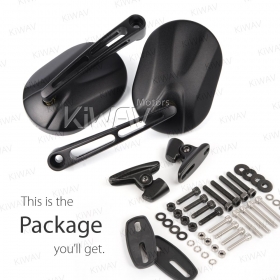 Stark black fairing mount mirrors w/ matte black adapter compatible with Ducati Panigale