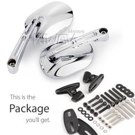 Stark chrome fairing mount mirrors w/ matte black adapter compatible with Ducati Panigale