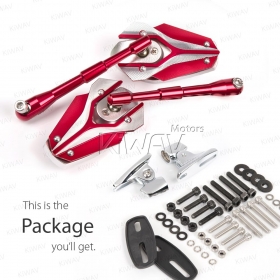 Viper red fairing mount mirrors w/ chrome adapter compatible with Ducati Panigale