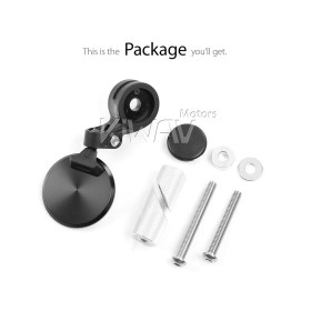 Orbix black motorcycle bar end mirror one piece for M6 threaded handlebars