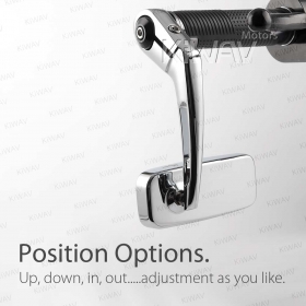 Classic chrome bar end mirrors compatible with Triumph air-cooled motorcycles