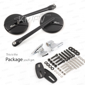Missie black fairing mount mirrors w/ chrome adapter compatible with Ducati Panigale