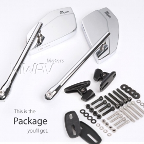 CleaverII chrome fairing mount mirrors w/ black adapter compatible with Ducati Panigale