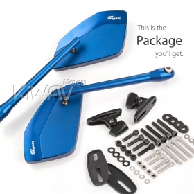 CleaverII blue fairing mount mirrors w/ black adapter compatible with Ducati Panigale