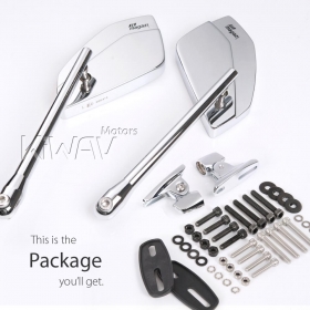 CleaverII chrome fairing mount mirrors w/ chrome adapter compatible with Ducati Panigale