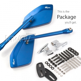 CleaverII blue fairing mount mirrors w/ chrome adapter compatible with Ducati Panigale