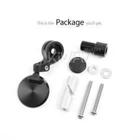 Orbix black motorcycle bar end mirror one piece compatible with Yamaha M16 threaded handlebars