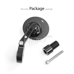 Orbii black bar end mirror a piece compatible with Yamaha M16 threaded handlebars