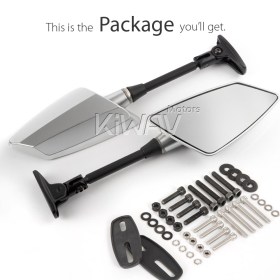 Hawk silver fairing mount mirrors compatible with Ducati Panigale