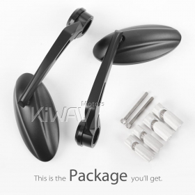 Ultra black bar end mirrors for 1, 1-1/4 Inch hollow handlebar