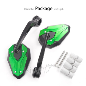 ViperII all green bar end mirrors for 1, 1-1/4 Inch hollow handlebar