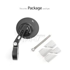 Orbii black bar end mirror a piece universal fit for 1" &1-1/4" hollow handlebar