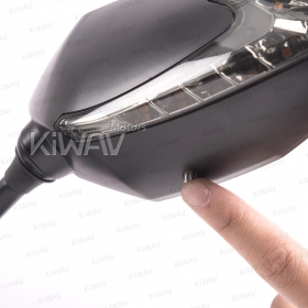 TPMSとLED付きバイクミラー　ルシファー　タイヤ空気圧監視システム付き　5/16"　ハーレーに適用