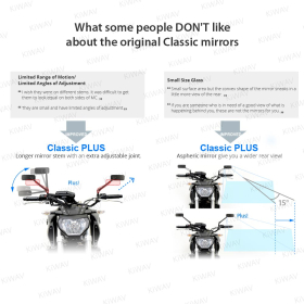 Classic Plus chrome mirrors compatible with most modern Vespa models, GTS/ GTV/ LX/ LT/ LXV/ S