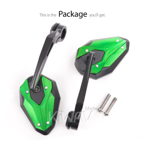 ViperII all green bar end mirrors for M8 threaded handlebars