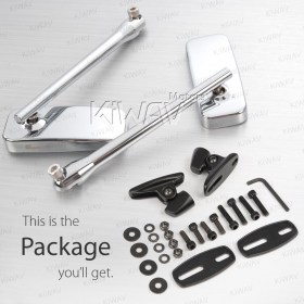 Classic Plus chrome fairing mount mirrors w/ black adapter