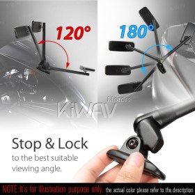 Classic Plus chrome fairing mount mirrors w/ black adapter