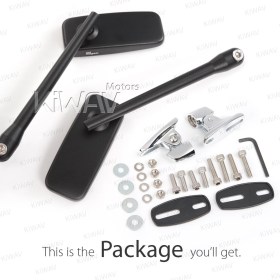 Classic Plus black fairing mount mirrors w/ chrome adapter