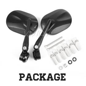Stark black bar end mirrors compatible with Harley Sportster Dyna Softail XG street