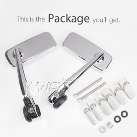 Classic chrome bar end mirrors compatible with Harley Sportster Dyna Softail XG street