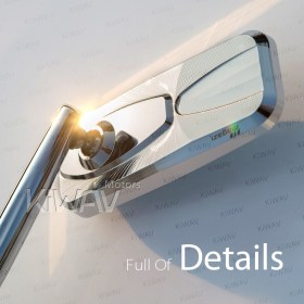 Modern chrome mirrors for 8mm scooters and motorcycles
