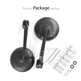 Retro black round bar end mirrors compatible with Specific Indian models