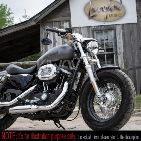 4Rizz black bar end mirrors compatible with Harley Sportster Dyna Softail XG street