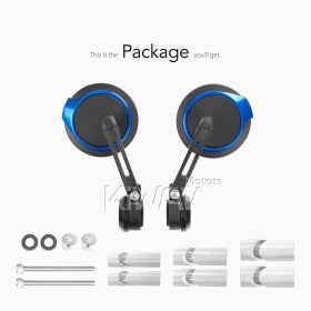 Aura blue bar end mirrors compatible with Specific Indian models