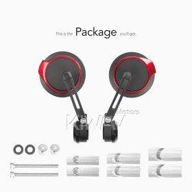 Aura red bar end mirrors compatible with Specific Indian models