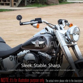 Orbii black bar end mirror a piece compatible with Harley Davidson Sportster Dyna Softail XG street