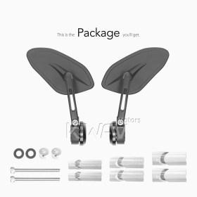 Horus black heavy weight bar end mirrors compatible with Specific Indian models