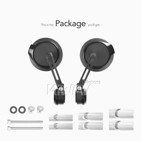 Aura black heavy weight bar end mirrors compatible with Specific Indian models