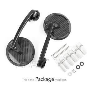 Mamba round glossy carbon heavy weight bar end mirrors  compatible with Specific Indian models