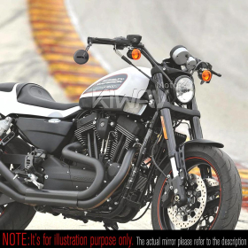 Ojo black bar end mirrors compatible with Harley Sportster Dyna Softail XG street