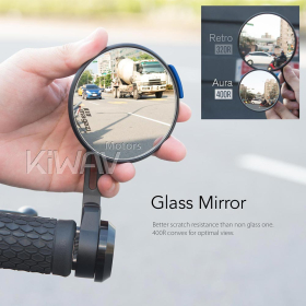Aura blue bar end mirrors compatible with Harley Sportster Dyna Softail XG street