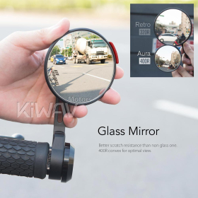 Aura red bar end mirrors compatible with Harley Sportster Dyna Softail XG