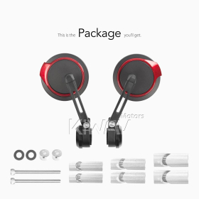 Aura red bar end mirrors compatible with Harley Sportster Dyna Softail XG