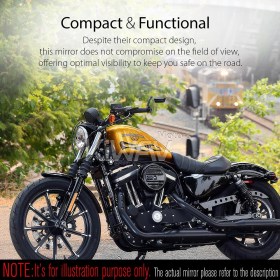 Leap black bar end mirror LH compatible with Harley Sportster Dyna Softail XG street
