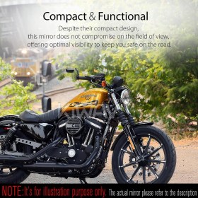 Leap black bar end mirror RH compatible with Harley Sportster Dyna Softail XG street