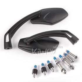 Medusa black mirrors compatible with M10 metric bike & Harley Davidson