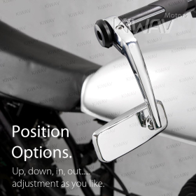 Classic chrome heavy weight bar end mirrors compatible with Harley Sportster Dyna Softail XG street