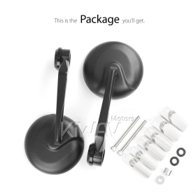 Retro black heavy weight bar end mirrors compatible with Harley Sportster Dyna Softail XG street