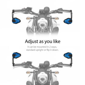 ViperII all blue heavy weight bar end mirrors compatible with Harley Sportster Dyna Softail XG street