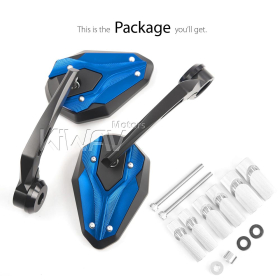 ViperII all blue heavy weight bar end mirrors compatible with Harley Sportster Dyna Softail XG street