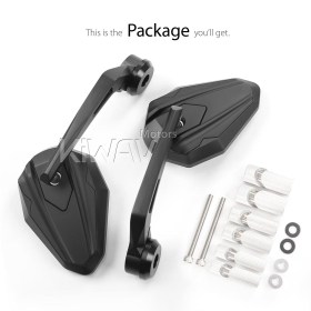 4Rizz black heavy weight bar end mirrors compatible with Harley Sportster Dyna Softail XG street