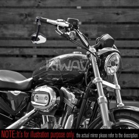 4Rizz white heavy weight bar end mirrors compatible with Harley Sportster Dyna Softail XG street